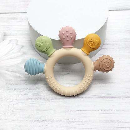 Silicone Baby Ring Teether Sensory Chew Toy for Infants