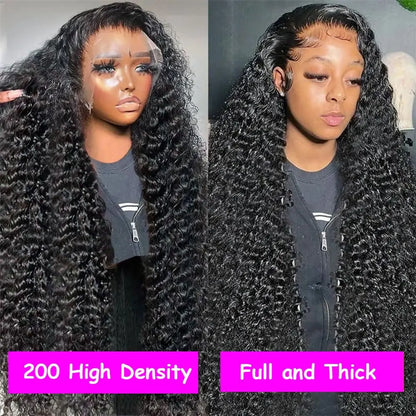 Brazilian Deep Wave Wig 13x6 HD Lace Glue less Human Hair