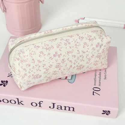 Floral Pencil Case Large Capacity Canvas Pen Bag