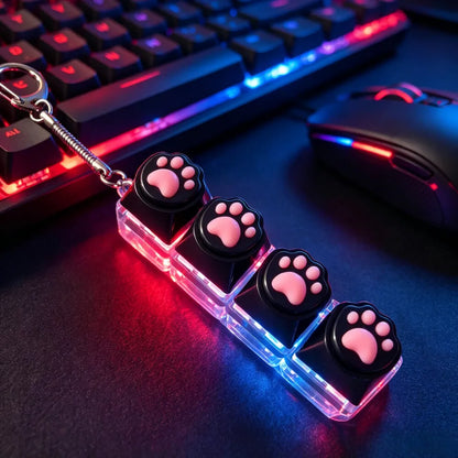 LED Keyboard Keychain Fidget Toy Crystal Clicker Sensory Gadget