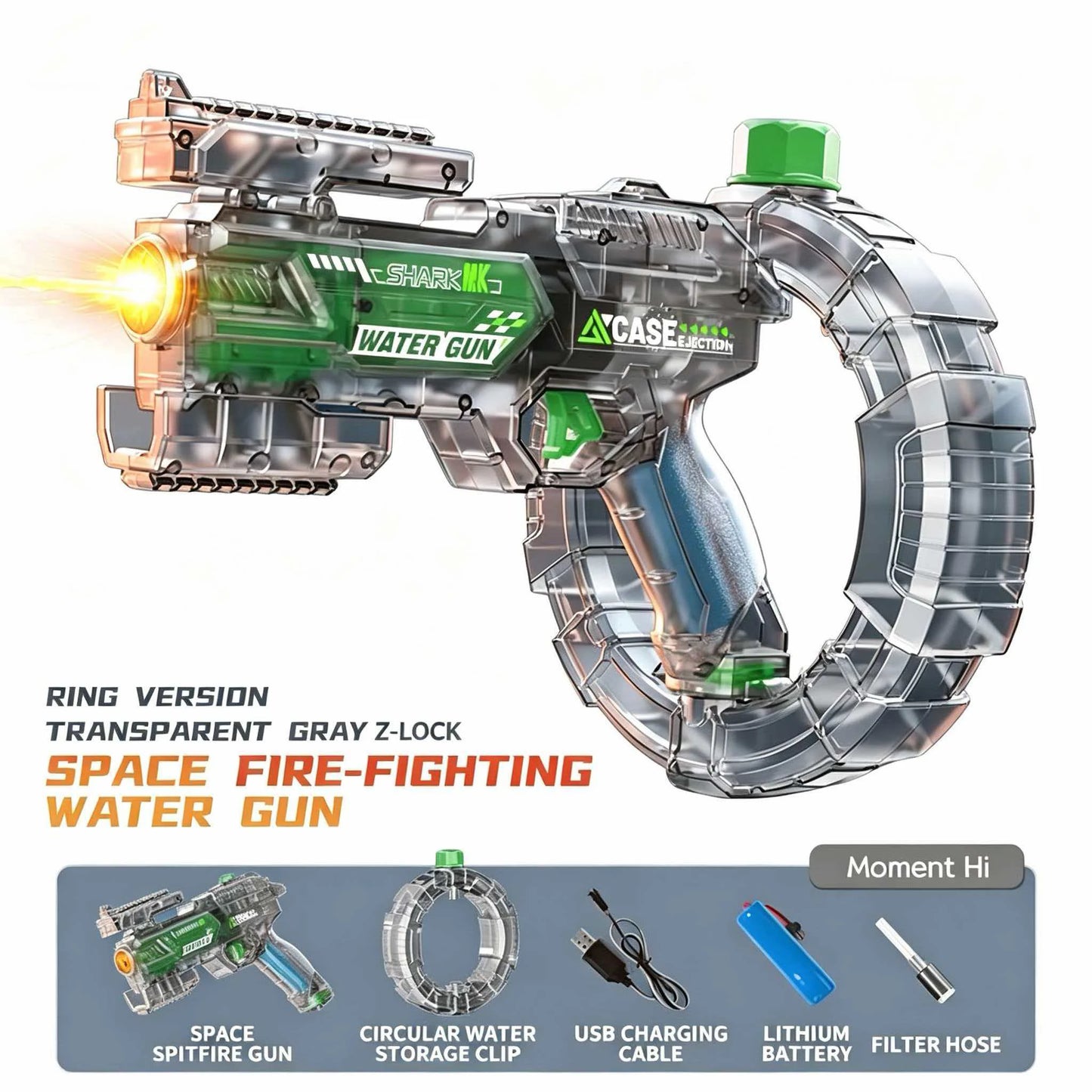Electric Automatic Water Gun with Lights & Rechargeable Battery