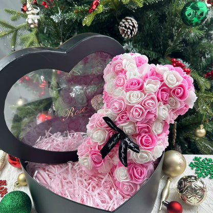 Rose Bear Gift 25cm Artificial Teddy Rose Bear with Box