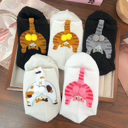Funny Cat Socks 4 Pairs Cartoon Mid Tube Casual Socks