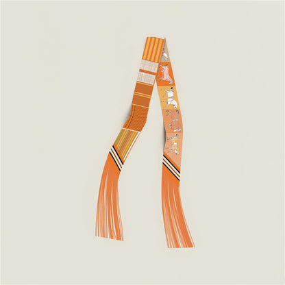 Tassel Scarf Fashion Design Women Scarf Brand Silk Scarf Hair Headband Foulard Skinny Bag Scarves Neckerchief Handbag Decoration