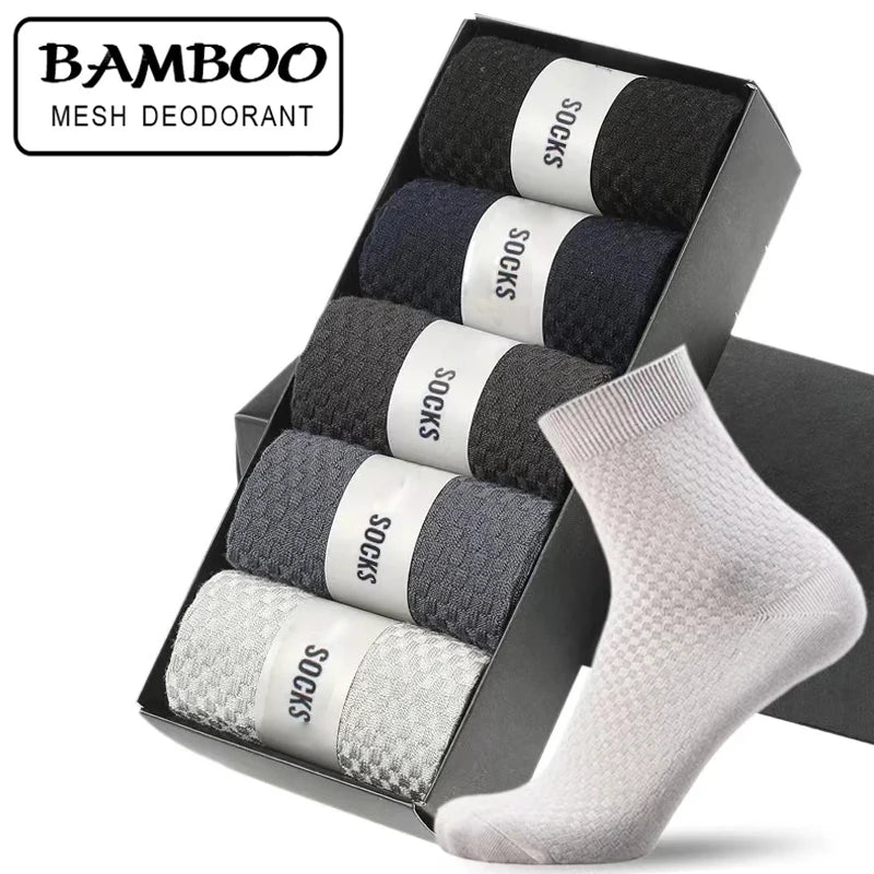 Bamboo Fiber Crew Socks Men's Breathable Business Socks