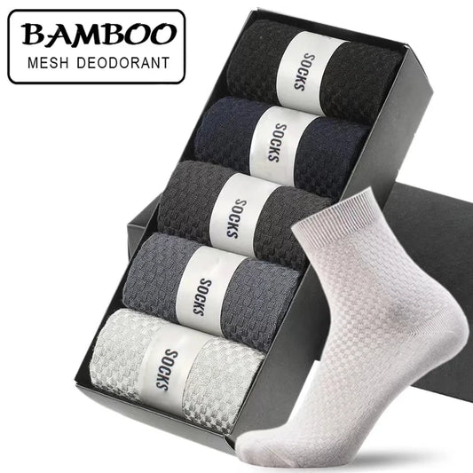 Bamboo Fiber Crew Socks Men's Breathable Business Socks