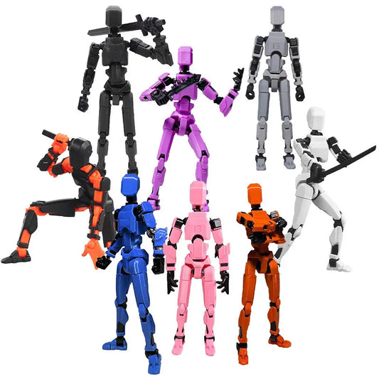 T13 Multi-Joint Robot Action Figure with Dog – 14cm Poseable Model