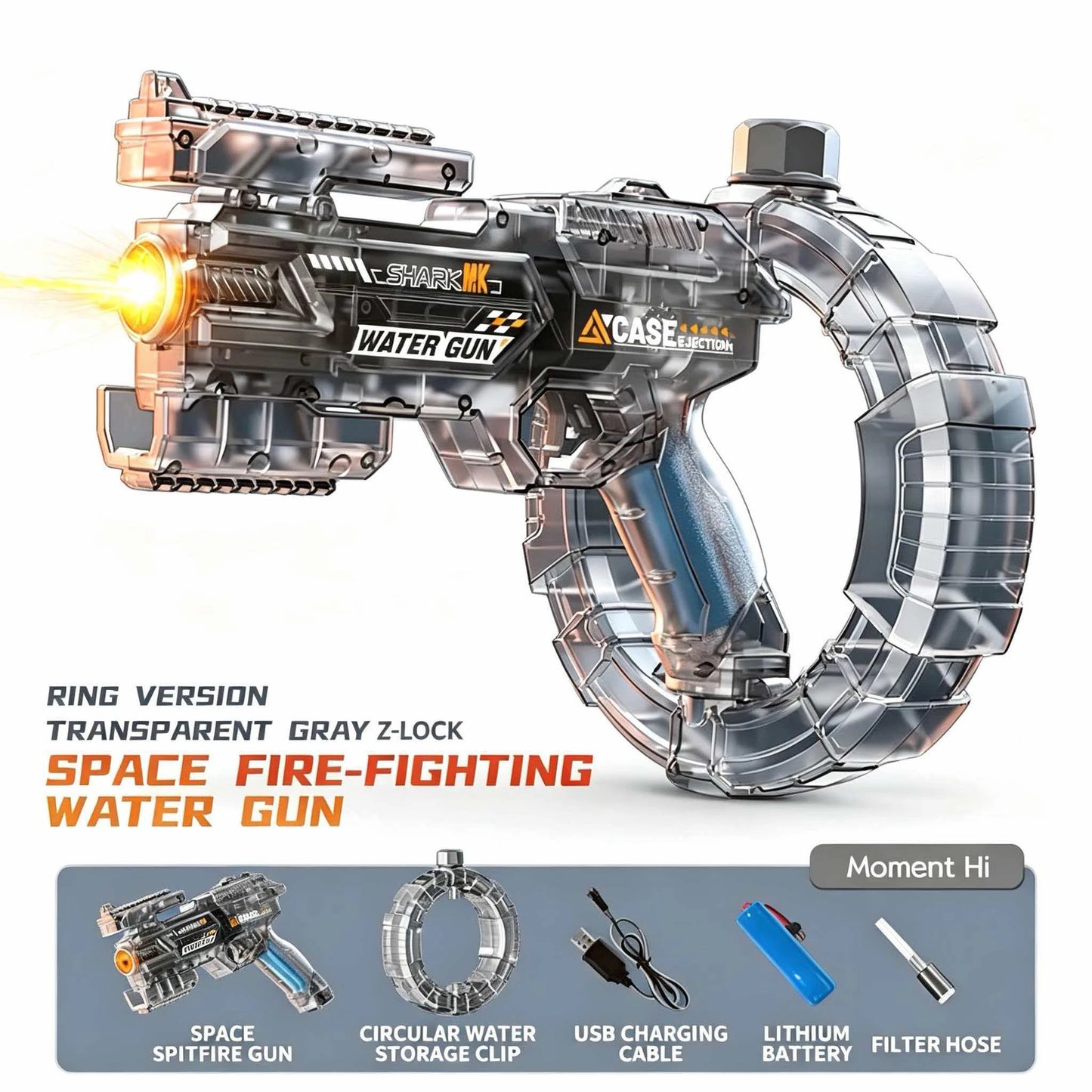 Electric Automatic Water Gun with Lights & Rechargeable Battery