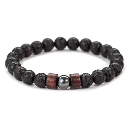 Lava Stone Bracelet – Handmade Volcanic & Wooden Bead Bracelet