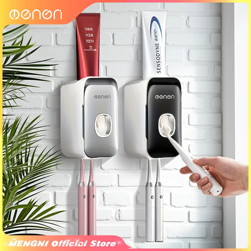 Wall-Mounted Toothpaste Dispenser – Punch-Free Toothbrush Holder