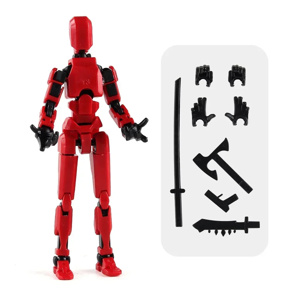 T13 Multi-Joint Robot Action Figure with Dog – 14cm Poseable Model
