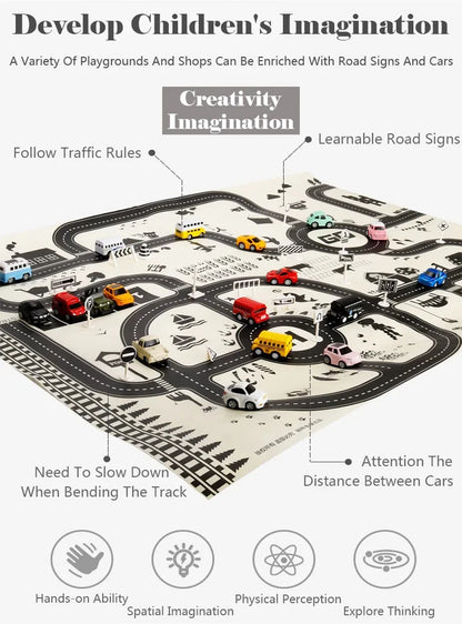 City Parking Lot Play Mat for Kids – Road Map Car Track & Educational Toy