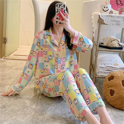 Women's Floral Pajama Set 2 Piece Viscose Long Sleeve Sleepwear