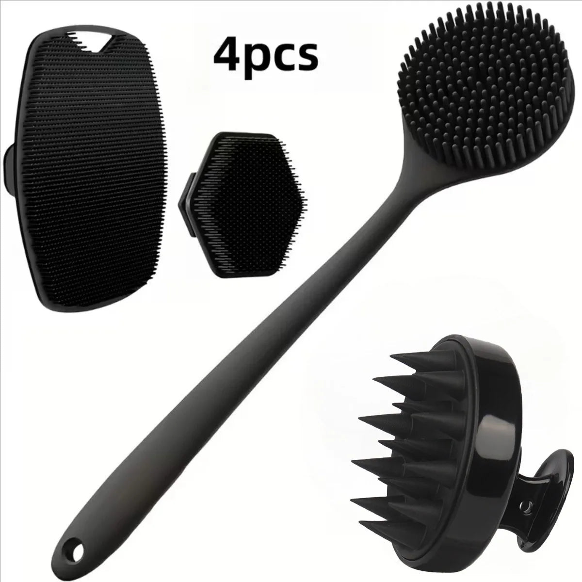 Silicone Body Scrubber Set 4PCS Exfoliating Bath Brushes