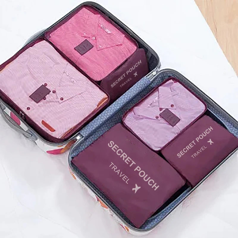Travel Storage Bags 6 Piece Waterproof Packing Cubes Set