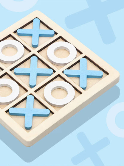 Wooden Tic Tac Toe Game Montessori XO Puzzle Board Toy