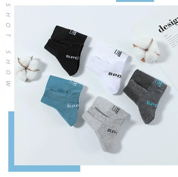 Men's Ankle Socks Breathable Cotton Sports Socks 5 Pairs
