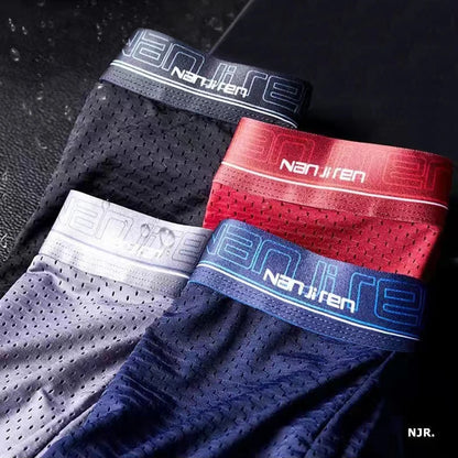 Men's Ice Silk Boxer Shorts 4PCS Breathable Mesh Underwear