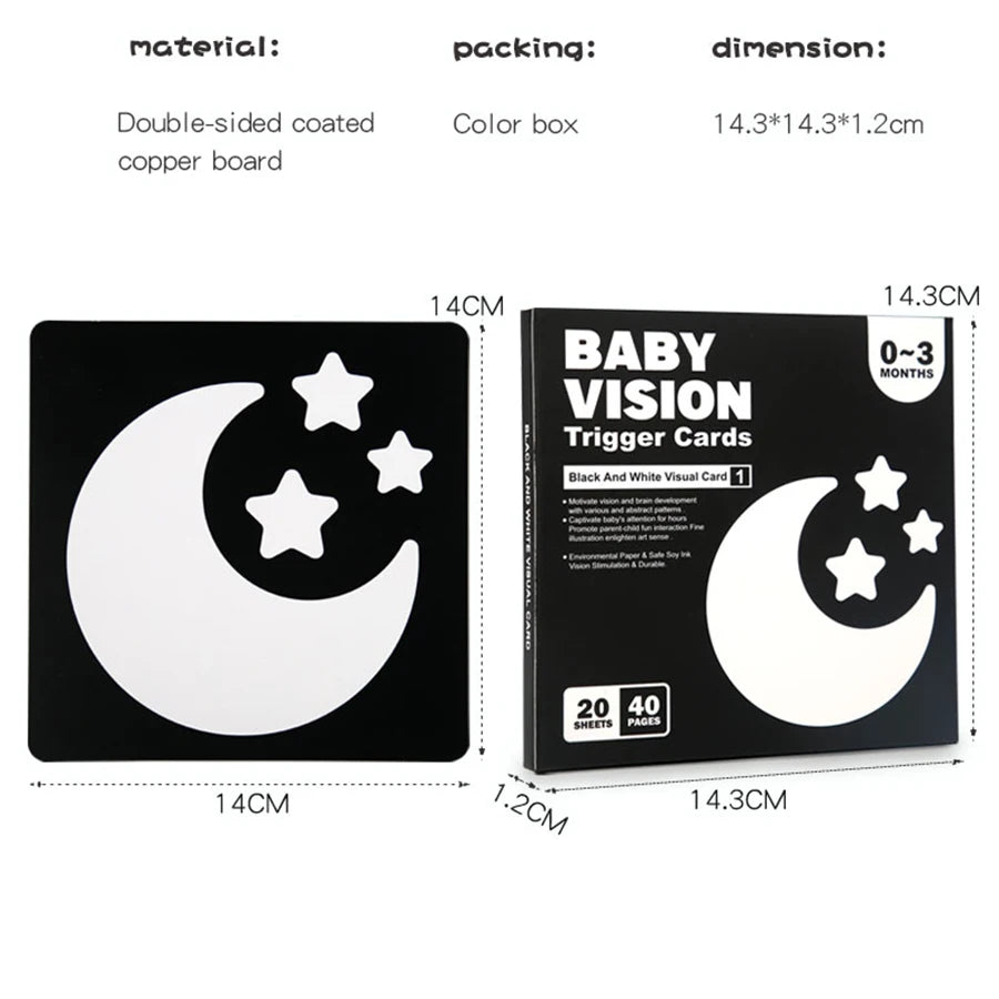 Baby Visual Stimulation Cards Montessori High Contrast Flash Cards