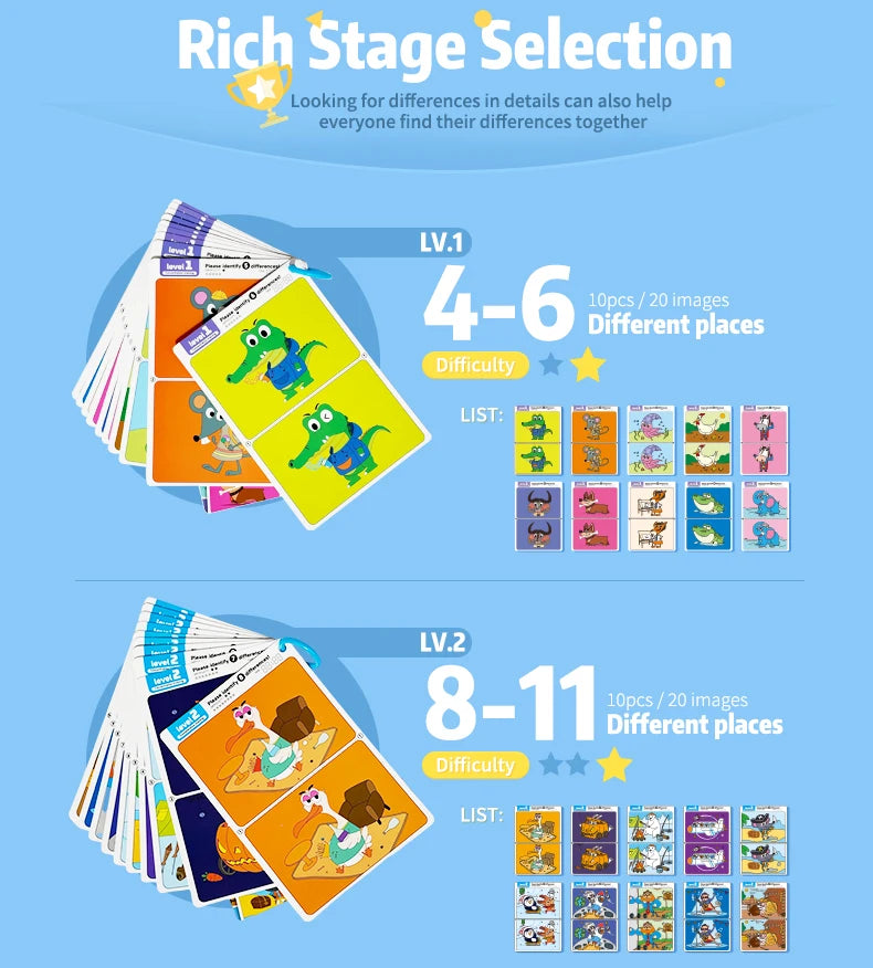 Find the Difference Game Concentration Training Puzzle Set
