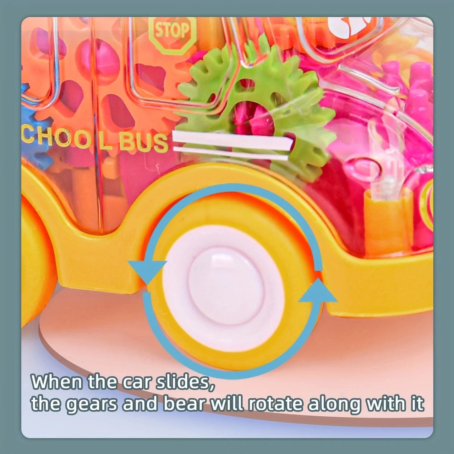 Transparent Gear Car Toy Inertia Push and Go Car for Kids