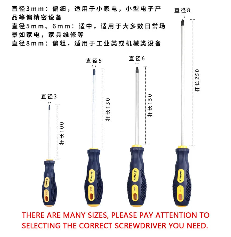 Magnetic Screwdriver High Carbon Steel Phillips & Slotted Tool