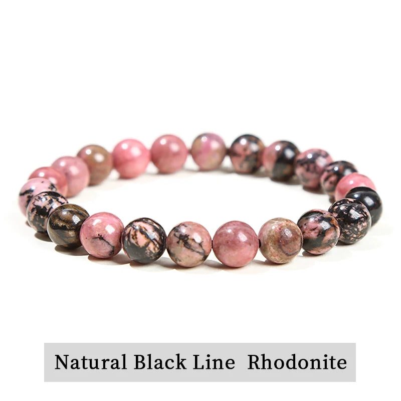 Natural Stone Bead Bracelet – Crystal Gemstone Stretch Bracelet