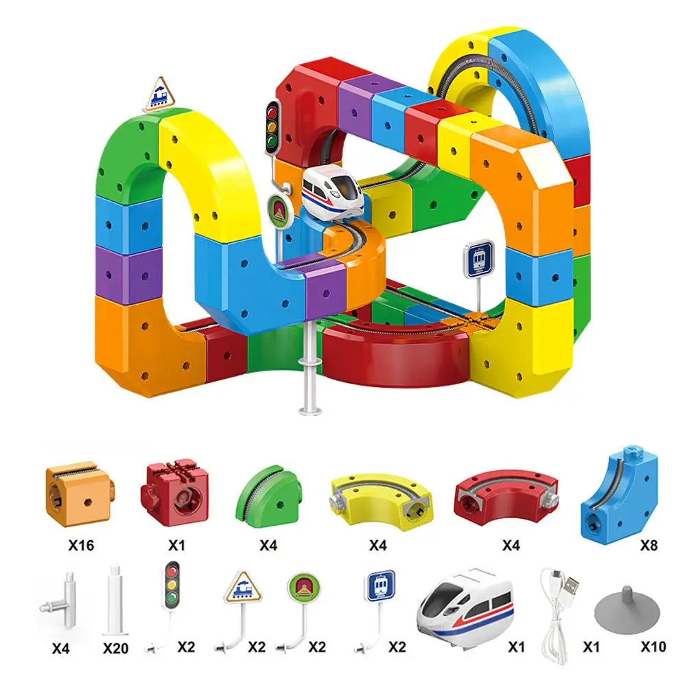 Train Track Building Set – 3D Cube Track