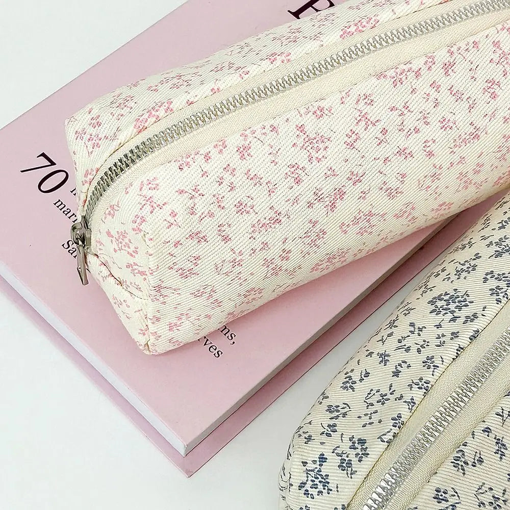 Floral Pencil Case Large Capacity Canvas Pen Bag
