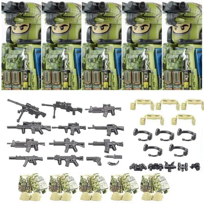 Military Soldier Building Blocks Mini Figure Set with Accessories