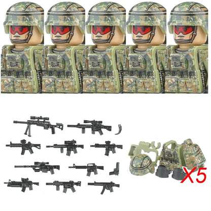 Military Soldier Building Blocks Mini Figure Set with Accessories