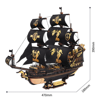 Wooden Sailing Ship Model Kit 3D Seahorse Barque Puzzle