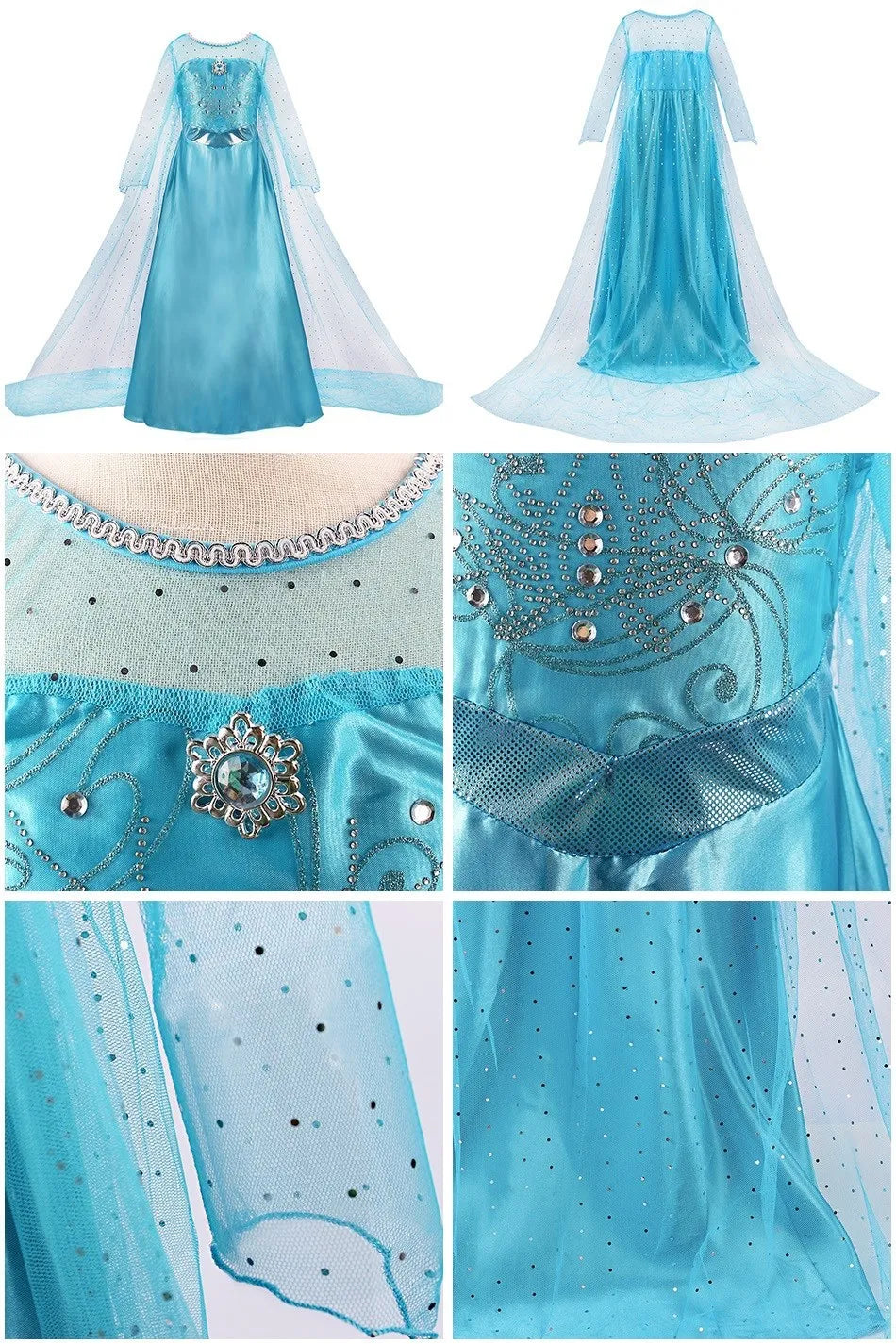 Girls Princess Dress Elsa Anna Kids Cosplay Costume