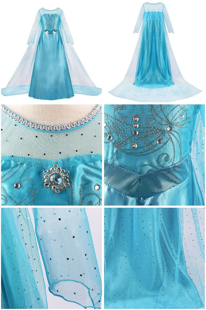 Girls Princess Dress Elsa Anna Kids Cosplay Costume