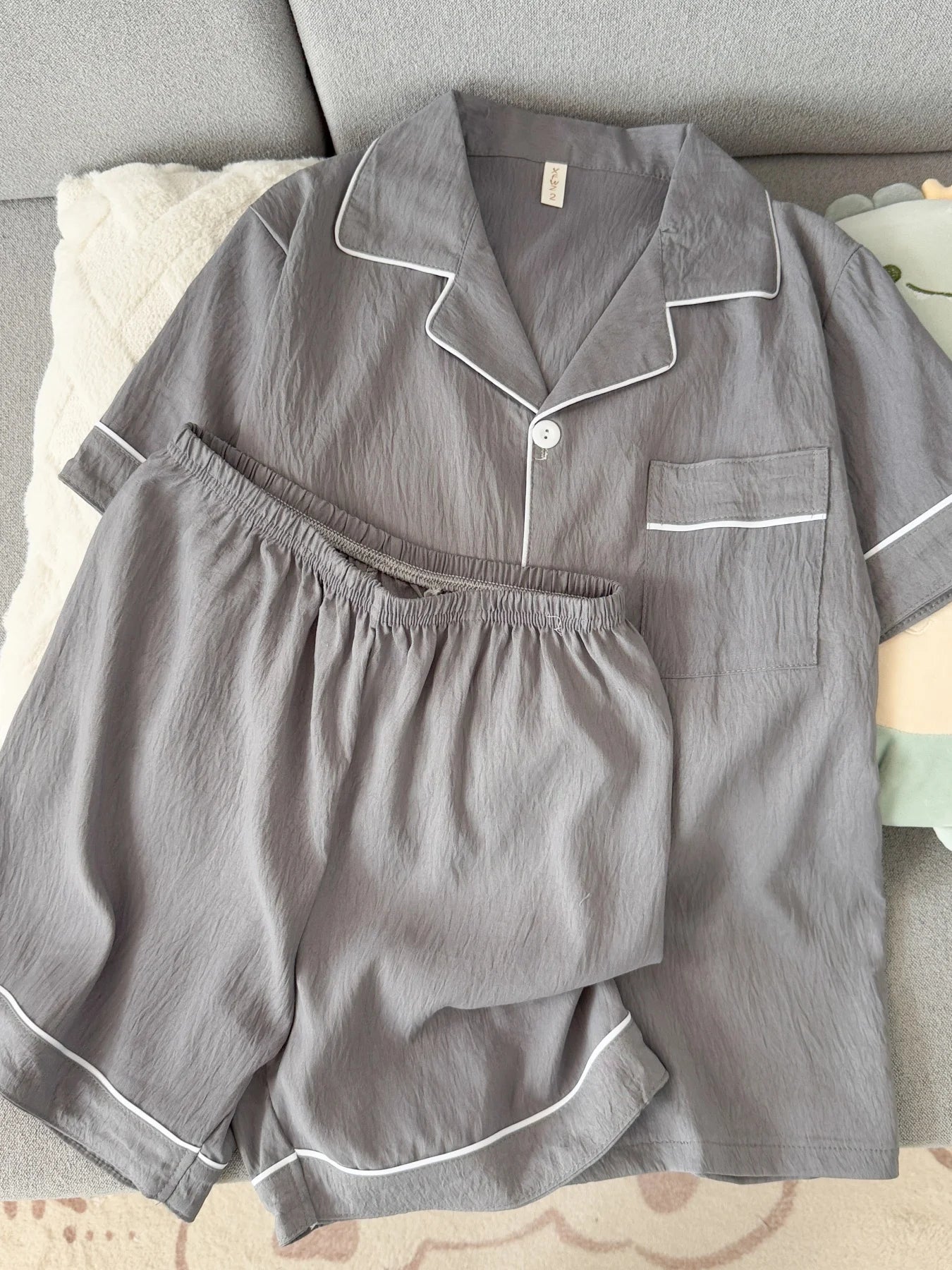 Men's Slim Fit Pajama Set Short Sleeve Summer Loungewear