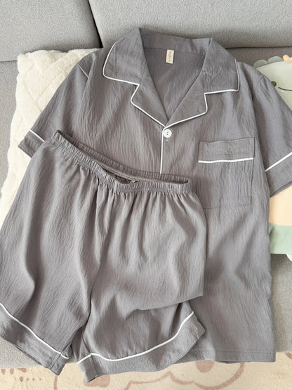 Men's Slim Fit Pajama Set Short Sleeve Summer Loungewear