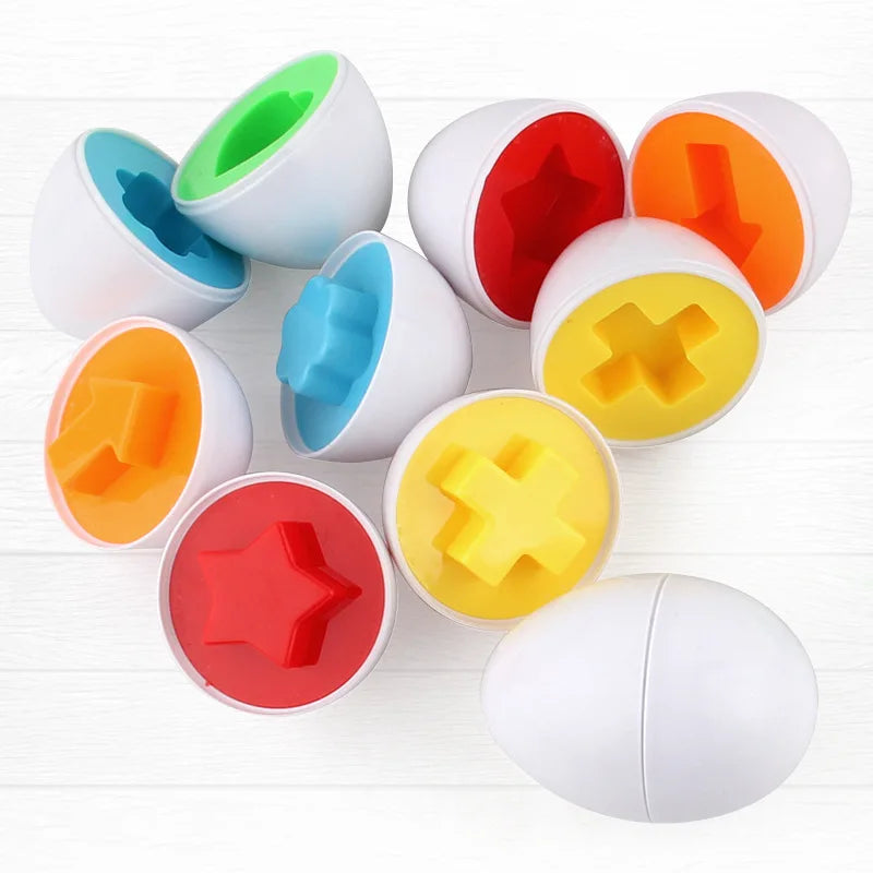 12-Piece Montessori Matching Eggs – Color & Shape Sorter