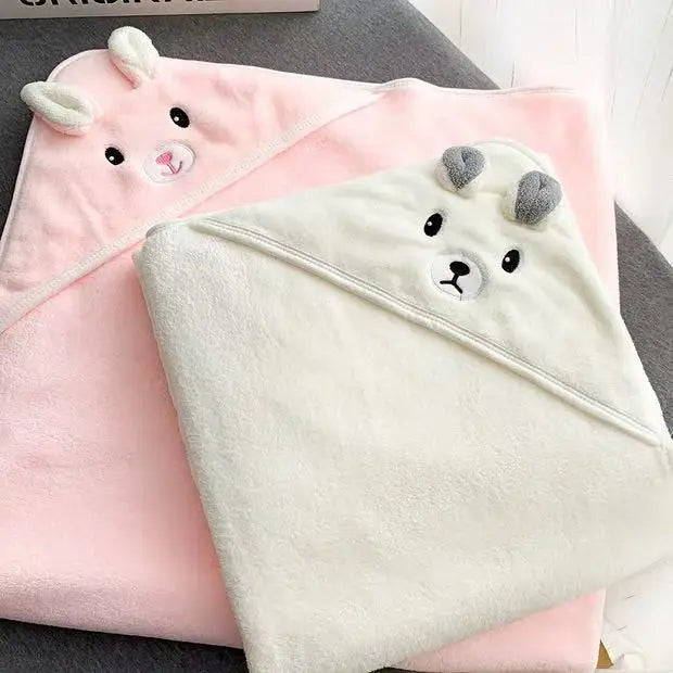 Baby Hooded Bath Towel Coral Fleece Toddler Bathrobe