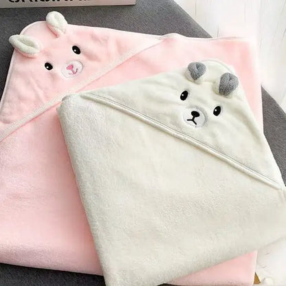 Baby Hooded Bath Towel Coral Fleece Toddler Bathrobe