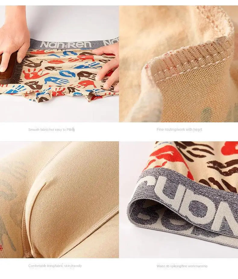 Men's Cotton Boxer Shorts 4PCS Breathable Printed Underwear