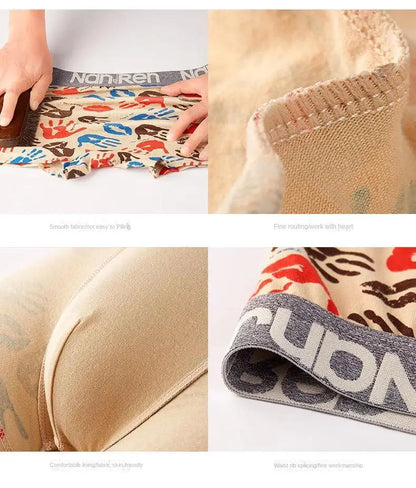 Men's Cotton Boxer Shorts 4PCS Breathable Printed Underwear