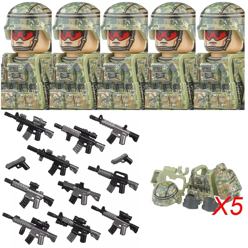 Military Soldier Building Blocks Mini Figure Set with Accessories