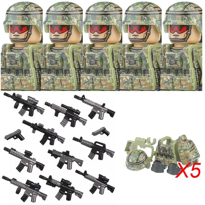 Military Soldier Building Blocks Mini Figure Set with Accessories