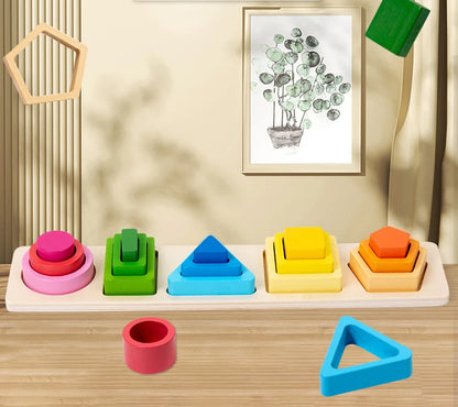 Wooden Sorting Toy, Montessori Stacking Blocks
