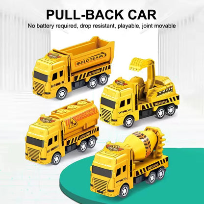 4 Pack Pull Back Construction Cars Set for Toddlers Kids
