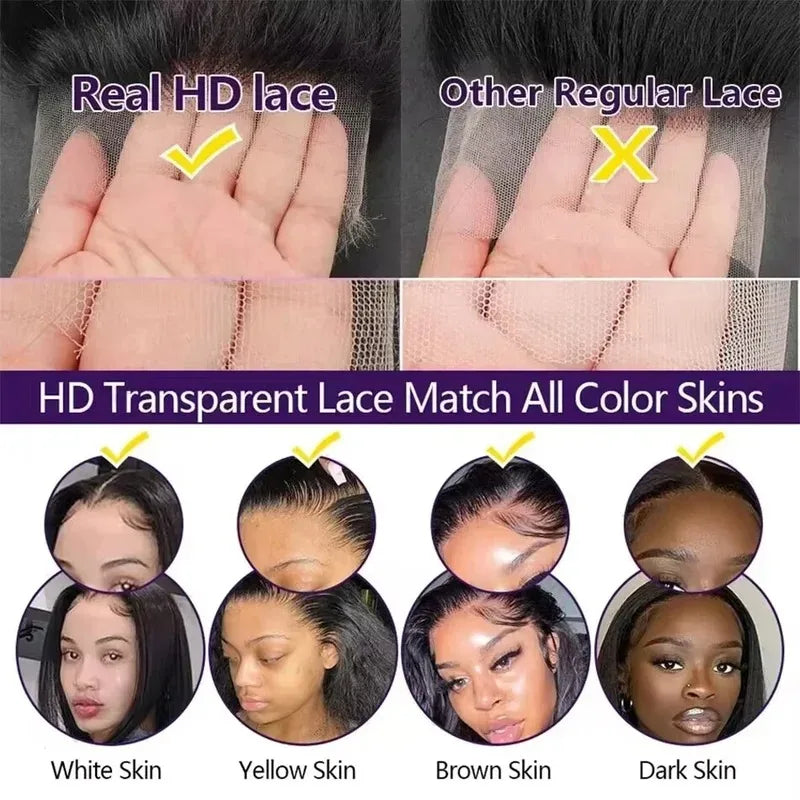 Brazilian Deep Wave Wig 13x6 HD Lace Glue less Human Hair