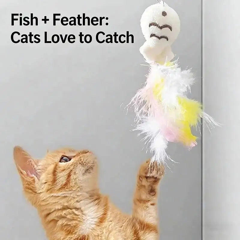 Cat Teaser Wand with Bell & Feather – Interactive Toy