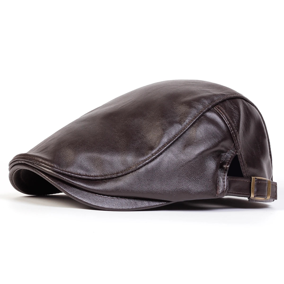 Men's Newsboy Cap Retro PU Leather Flat Beret Hat
