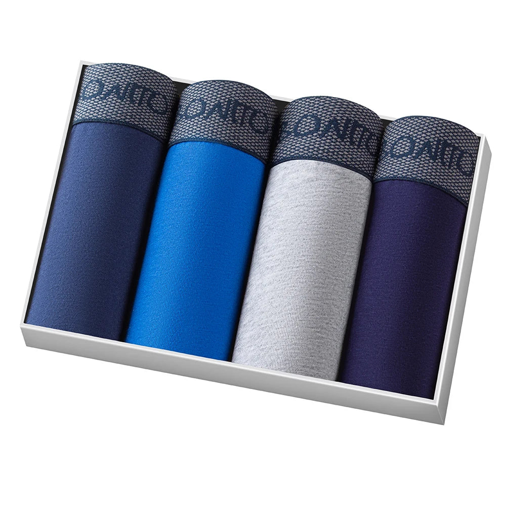 Men's Cotton Boxer Shorts 4PCS Soft Stretch Underwear Set