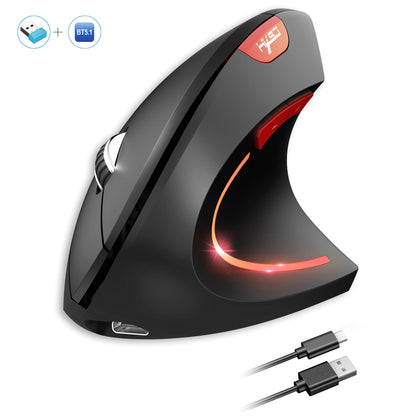 HXSJ Vertical Ergonomic Wireless Mouse – 2400 DPI Rechargeable Dual Mode